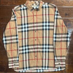 Burberry Tan Checkered Men's Shirt